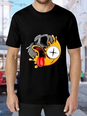 Men's Black Short Sleeve Tee with Fiery Graphic